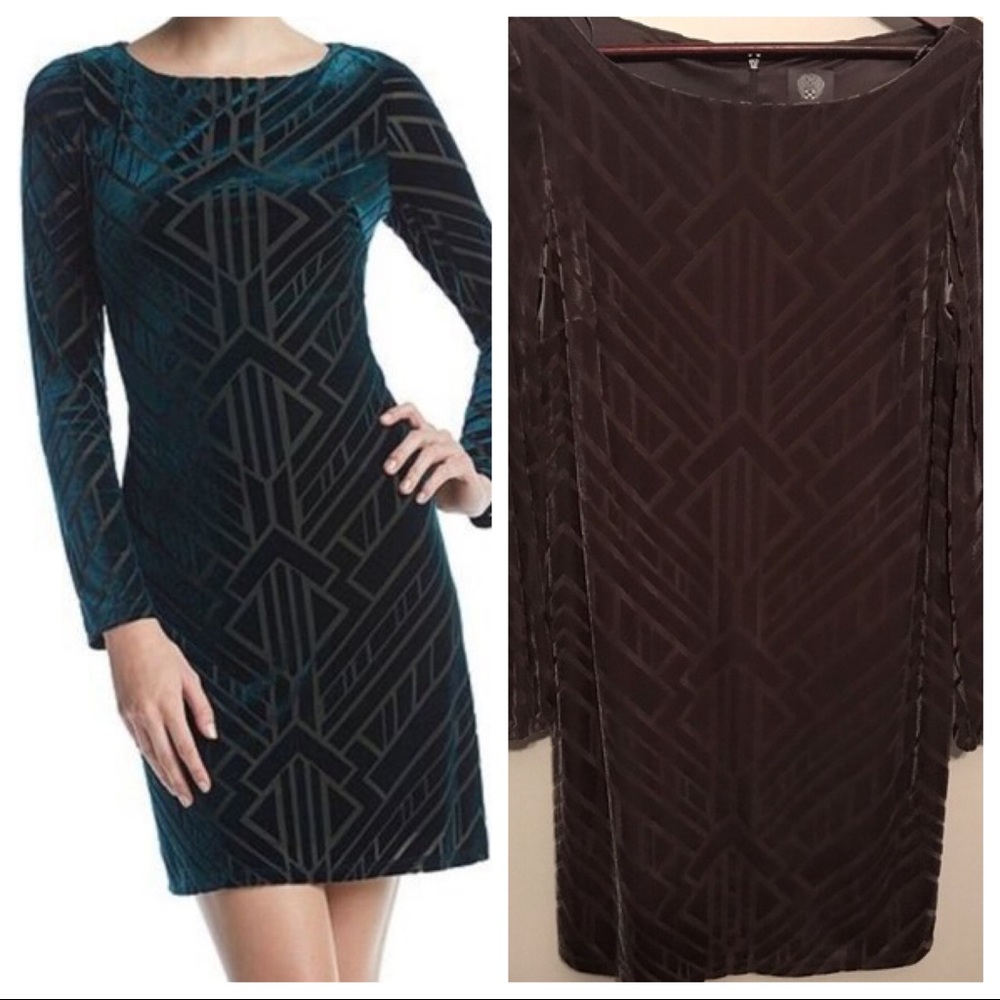 Vince Camuto Green Velvet Burnout Shift Dress 14